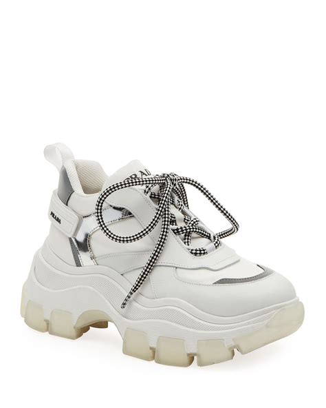 prada chunky lace-up sneakers|prada slip on sneakers sale.